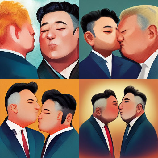 AIに「安倍晋三とトランプ大統領のキスしてる絵」をリクエストした結果ｗｗｗ\n_1