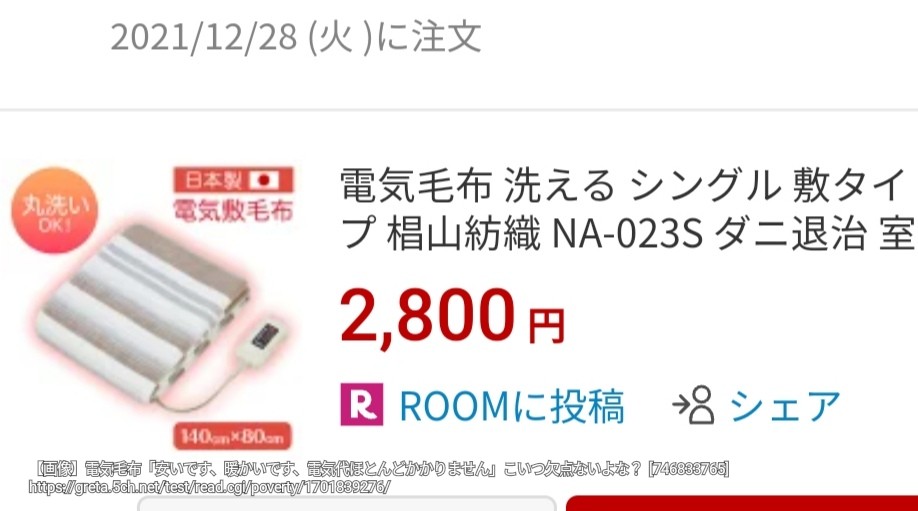 【画像】電気毛布「安いです、暖かいです、電気代ほとんどかかりません」こいつ欠点ないよな？  [746833765]\n_1