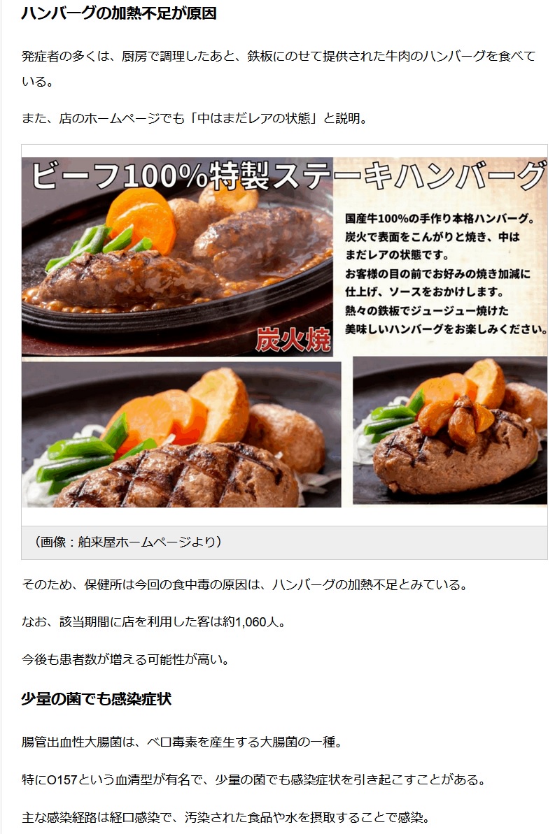 中身とろとろ生ハンバーグ・・・発症者100人・入院32人・溶血性尿毒症症候群(HUS)が6人🤮  [441660812]
_1_1