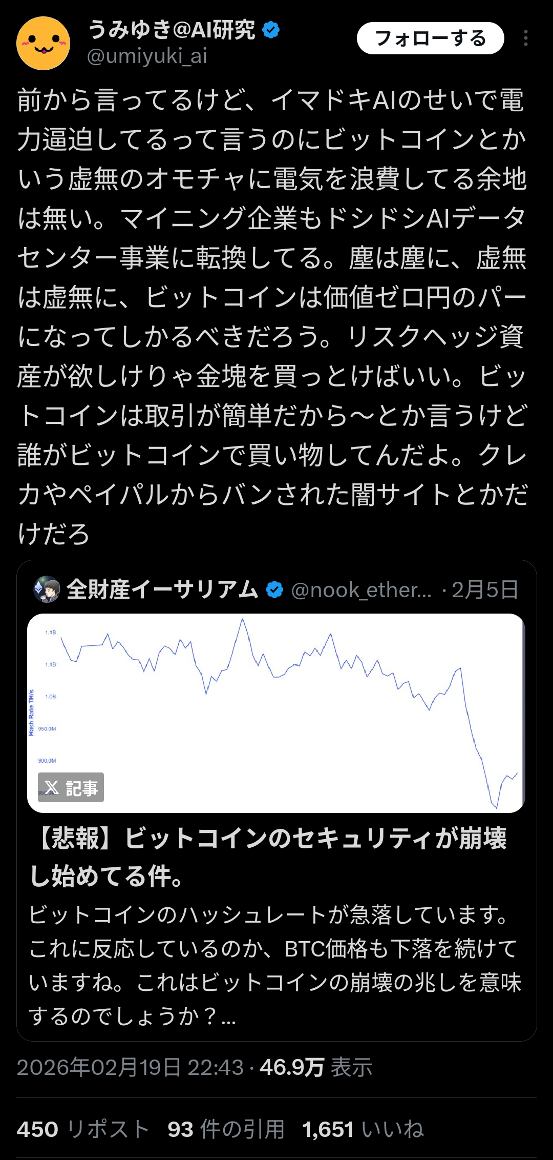 【高市悲報】ビットコイン、ガチのマジで価値0で破綻間近だったwwwwwwwwwwwwwwwwwwww  [802034645]
_1_1