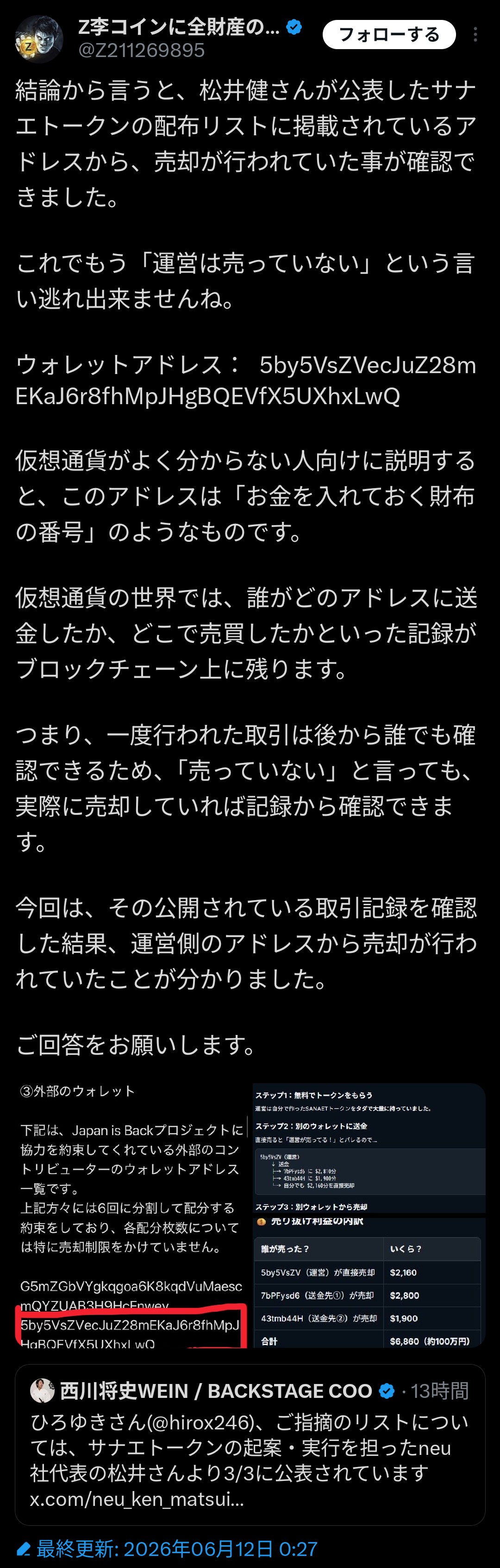 【高市悲報】サナエトークン、やっぱり運営が売り抜けてボロ儲けしてたことが判明し終わるwwwwwwwwwwwwwwwwwwww  [802034645]
_1_1