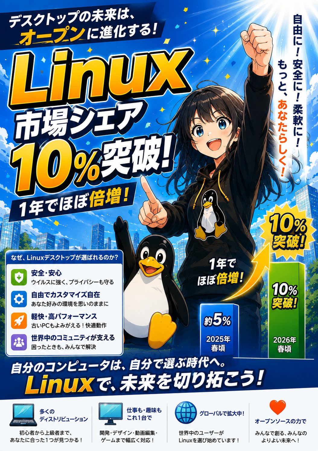 【高市】正直LinuxってWindowsの代替になり得るの？ラズパイしか弄ったことないけどひたすらターミナルで格闘してるんだが  [279951338]
_48_48